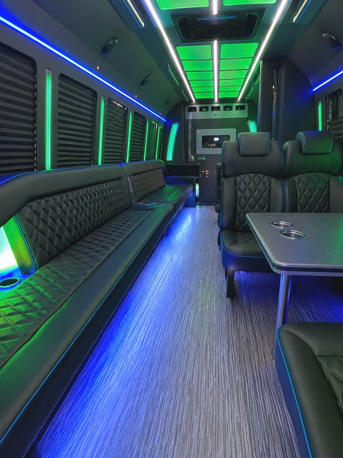 Stamford Birthday, Sweet 16, & Quinceañera Transportation party bus interior