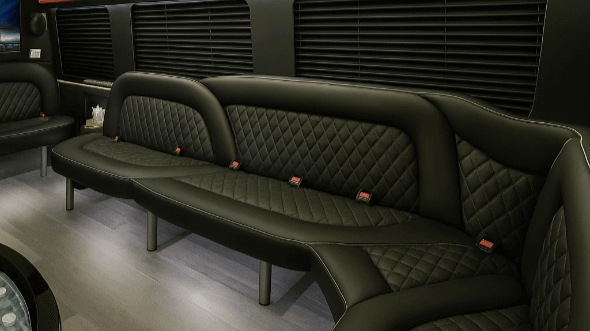 Interior of Charter Bus Company West New York's 15 Passenger Party Bus in West New York