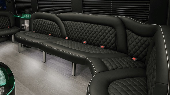 Interior of Charter Bus Company West New York's 18 Passenger Party Bus in West New York