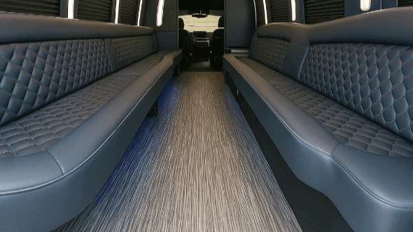 Interior of Charter Bus Company Mount Vernon's 20 Passenger Party Bus in Mount Vernon