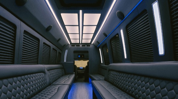 Interior of Charter Bus Company Norwalk's 20 Passenger Party Bus in Norwalk