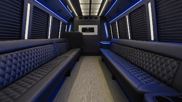 Interior of Charter Bus Company Danbury's 25 Passenger Party Bus in Danbury