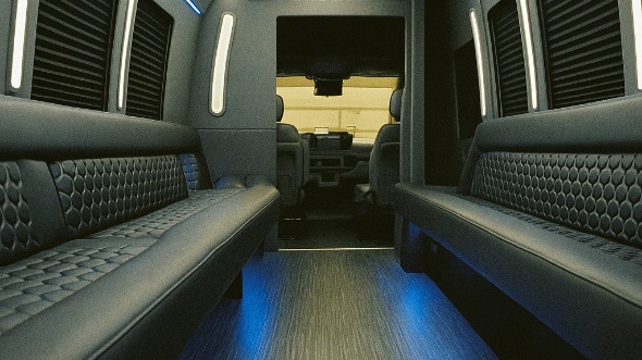 Interior of Stamford Party Bus Company's 25 Passenger Party Bus in Stamford