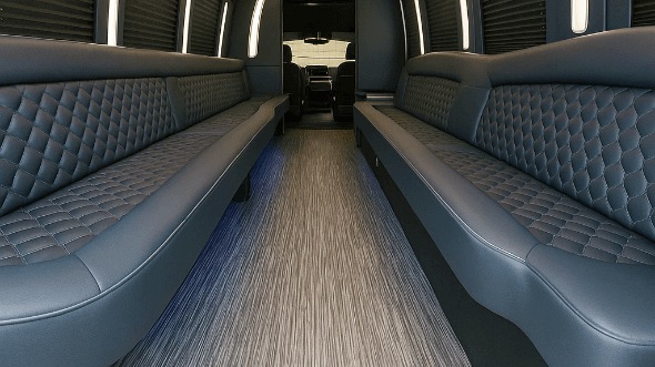 Interior of Charter Bus Company West Haven's 28 Passenger Party Bus in West Haven