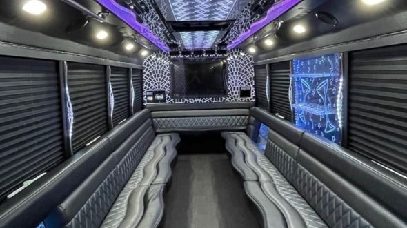 Interior of Charter Bus Company Danbury's 30 Passenger Party Bus in Danbury