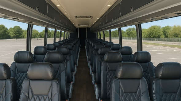 Interior of Charter Bus Company Stamford's 40 Passenger Charter Bus in Stamford