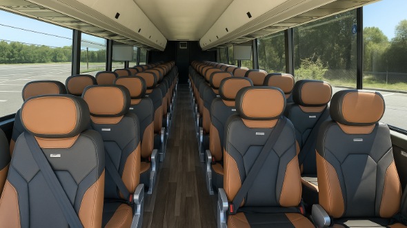Interior of Charter Bus Company Stamford's 44 Passenger Charter Bus in Stamford
