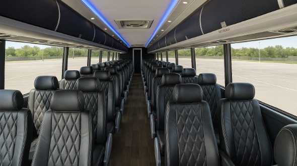 Interior of Charter Bus Company Stamford's 46 Passenger Charter Bus in Stamford