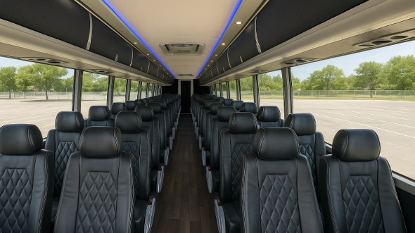 Interior of Charter Bus Company Stamford's 47 Passenger Charter Bus in Stamford