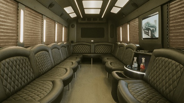 Interior of Stamford Party Bus Company's 50 Passenger Party Bus in Stamford