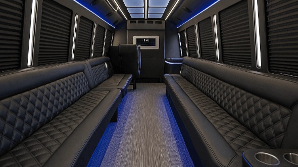 Interior of Charter Bus Company West Haven's 50 Passenger Party Bus in West Haven