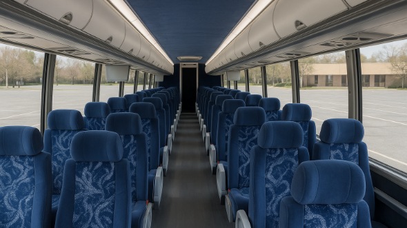 Interior of Charter Bus Company Stamford's 55 Passenger Charter Bus in Stamford