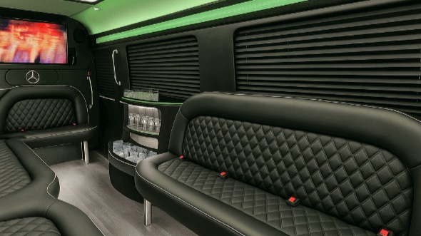 stamford 15 passenger party bus interior