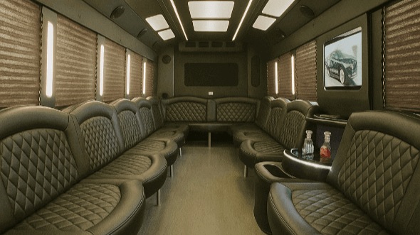 stamford 20 passenger party bus interior