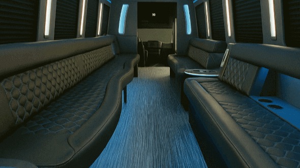 stamford 40 passenger party bus inside